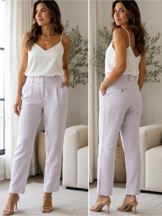 RW&CO. Pants - RW&CO Light Lilac Linen Blend Tailored Ankle Pants Size 8